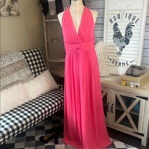 Ralph Lauren Chic Pink Halter Maxi Dress
